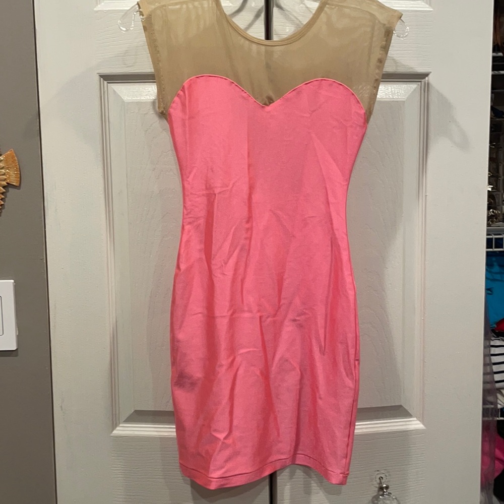 Hot pink bodycon mini dress